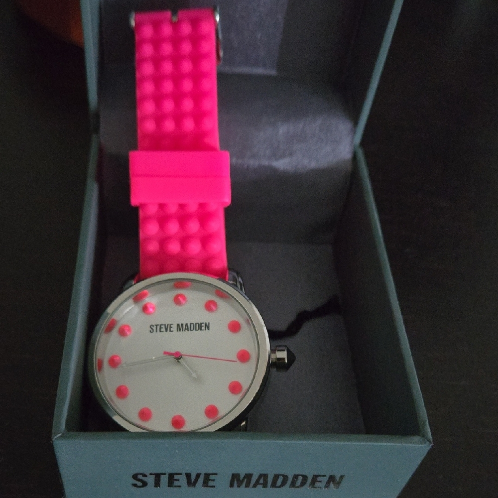 Steve Madden Hot Pink Dot Watch